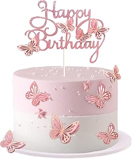 13-Pieces 3D Butterfly Cupcake Topper for Girls Women's Happy Birthday C...