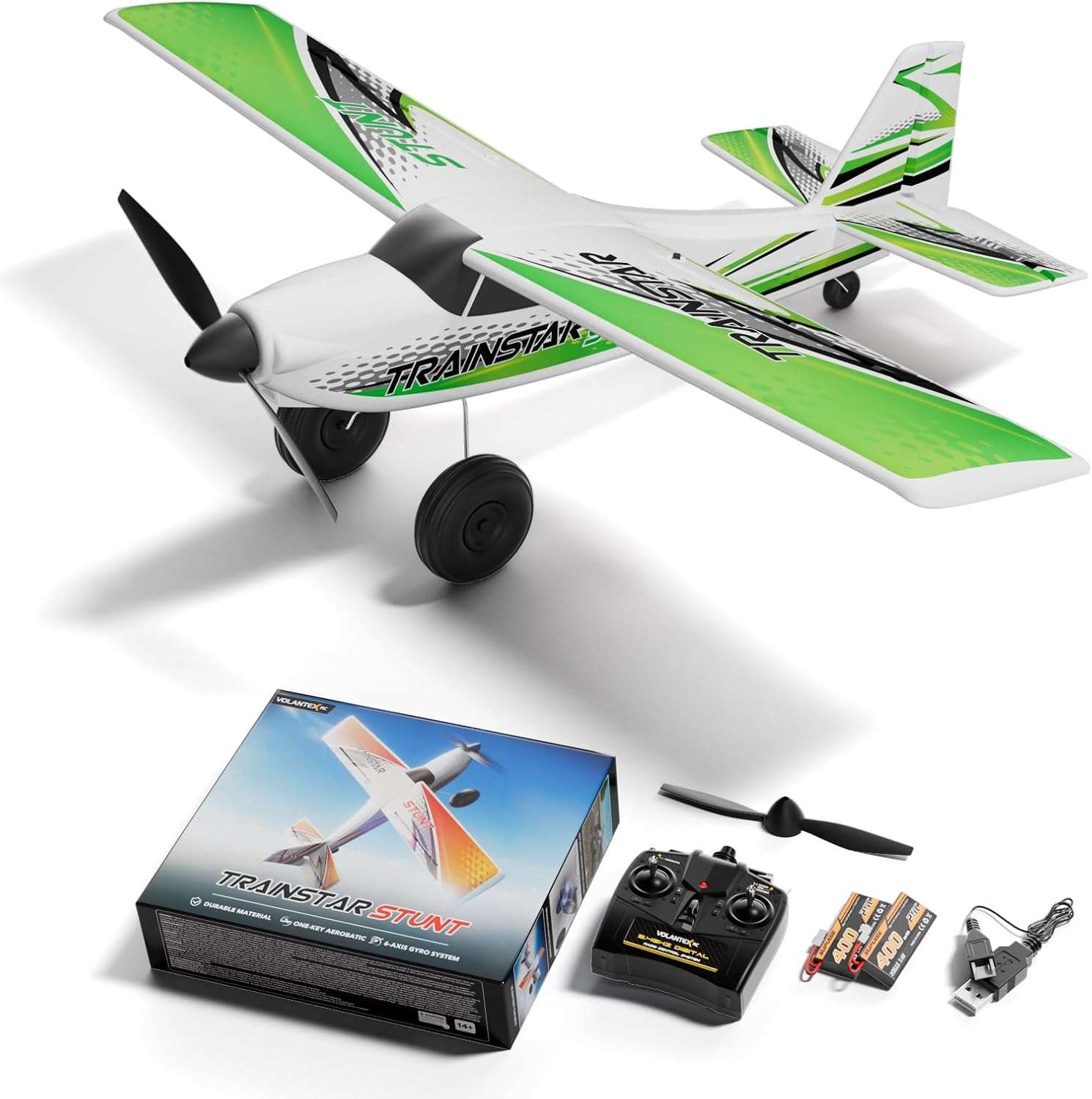 volantexrc brushless rc plane p51d mustang 500mm remote control airplane fighter rtf with 6-axis gyro, 4 ch 3 modes & aerobatics, 2.4ghz radio controlled aircraft for beginners & adults (green) brushless green