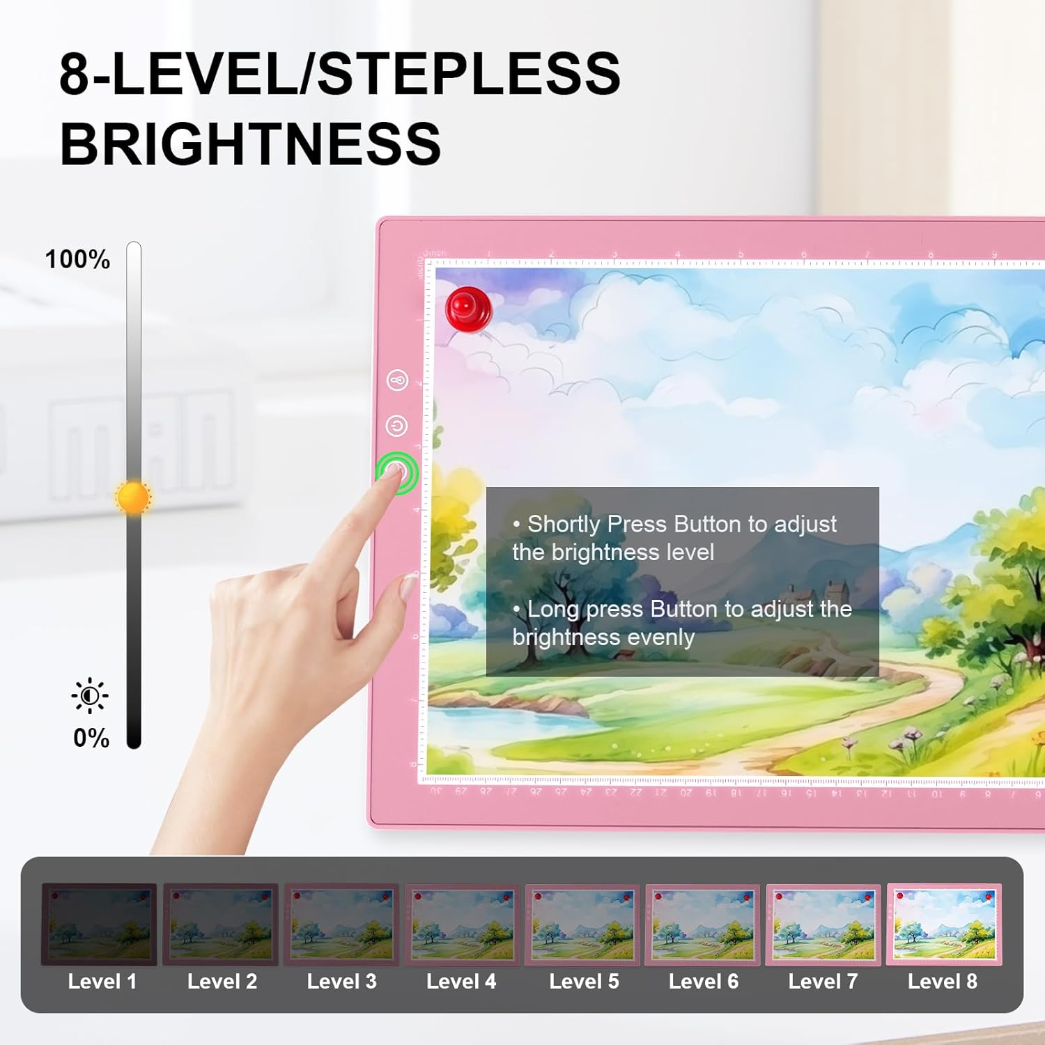 XVV Rechargeable Tracing Board, Ultra-Thin Light Pad with Stand, 2 Magnets, 3 Color Modes and 8 Levels of Brightness Adjustable Light Tablet for Drawing, Diamond Art, Sketching and Animation
