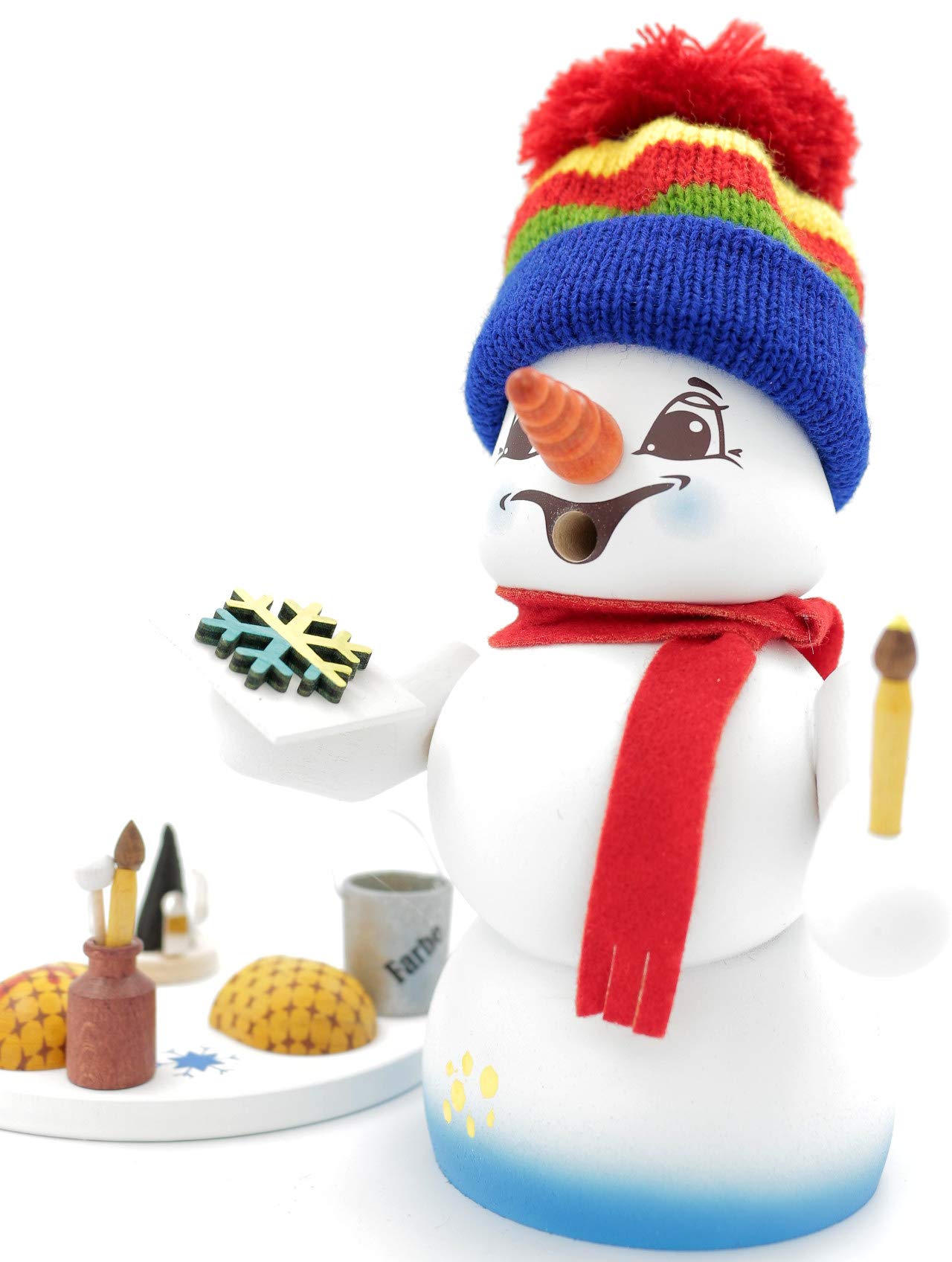 Kuhnert - Erzgebirgische Holzkunst Räuchermann Räucherfigur Schneemann 19cm - Maler