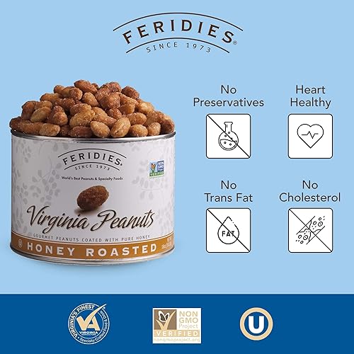 Miniatura 5 de FERIDIES Cacahuetes Virginia sin sal súper grandes, lata de 18 onzas