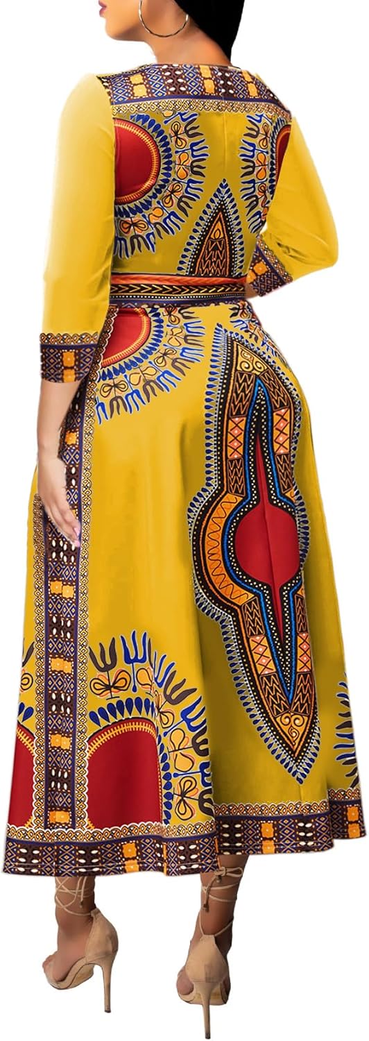 African Long Dresses for Women Elegant Church Dresses Print Maxi Dress High Waist Cocktail Bohemian Vintage Party Outfits - Image 2