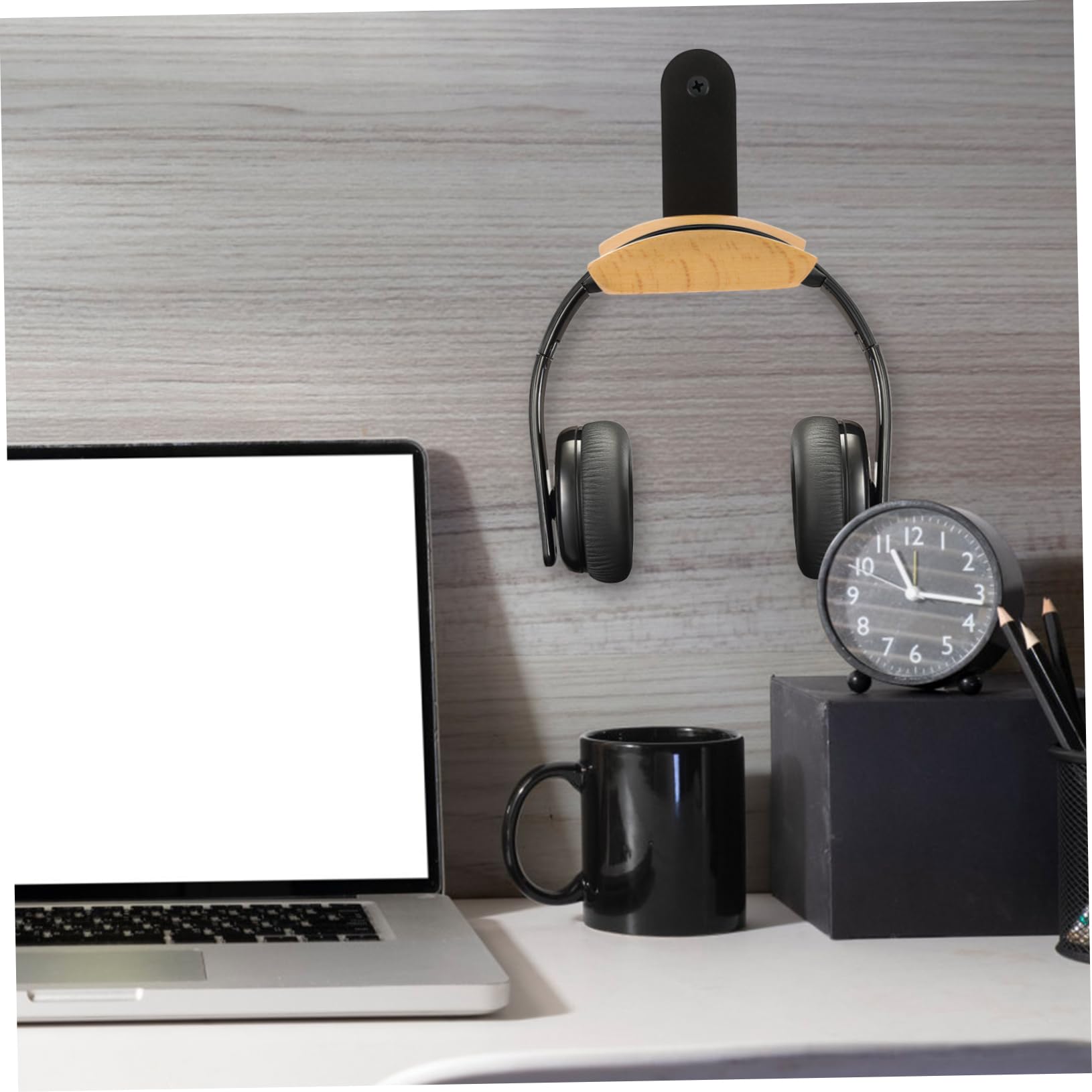OSALADI 2piezas Soporte Para Auriculares De Madera Gancho Montable Para Escritorio Organizador De Cable Para Headset Para Oficina y Hogar