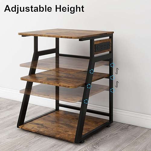 Miniatura 5 de Natwind Soporte de impresora grande de 23.6 x 19.7 pulgadas, mesa de impresora de 3 niveles con estación de carga, carrito rodante con estante de