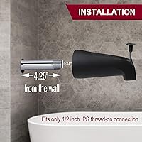Vista 6 de Westbrass A531D-1F-62 5-1/4" Reach Wall Mount Tub Spout with Front Diverter, Zinc, Matte Black