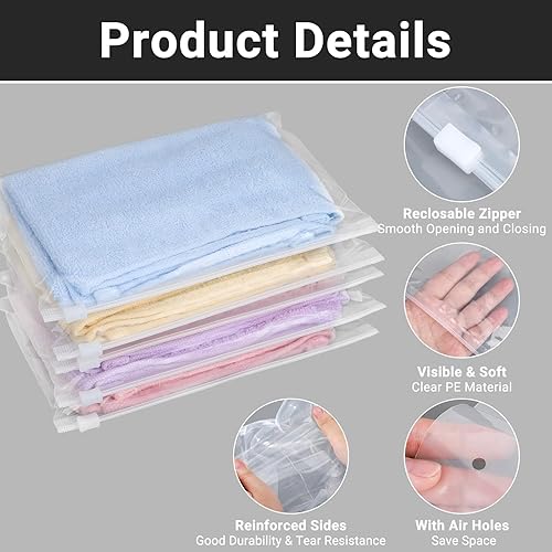 Miniatura 3 de Bolsas de embalaje transparentes, pequeñas bolsas de plástico transparente con cremallera para pantalones, corbatas, almacenamiento de calcetines, 8