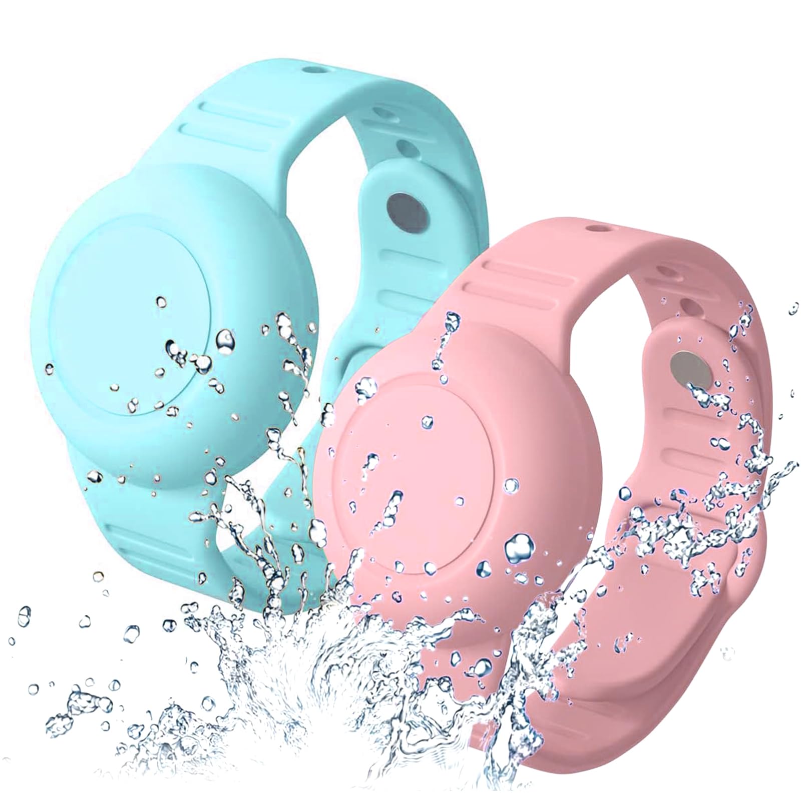 Aircawin for Waterproof Airtag Bracelet Kids,2 Packs Silicone Hidden for Airtag Wristband,Anti-Lost for Airtag Holder Case Toddler,for Airtag Case Cover Watch Band GPS Tracker for Child-Black+Blue — view 9
