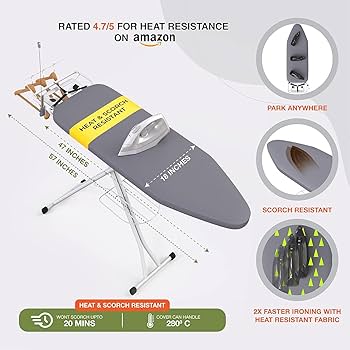 Full Size Ironing Board Extra Wide 57" L X 18" W, Multifunctional Best Ironing Board