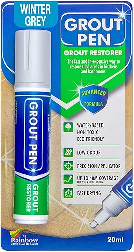 Miniatura 10 de Rotulador de pintura para azulejos pintura impermeable para lechada, colorante para lechada de azulejos y bolígrafo sellador, gris invierno, punta