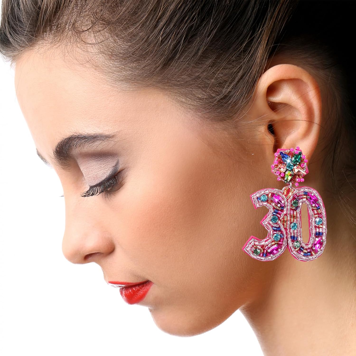 Birthday Earrings for Women, Handmade Beaded Drop Dangle Birthday Earrings for Birthday Party Celebration Outfits Jewelry Gifts for Her - Image 2