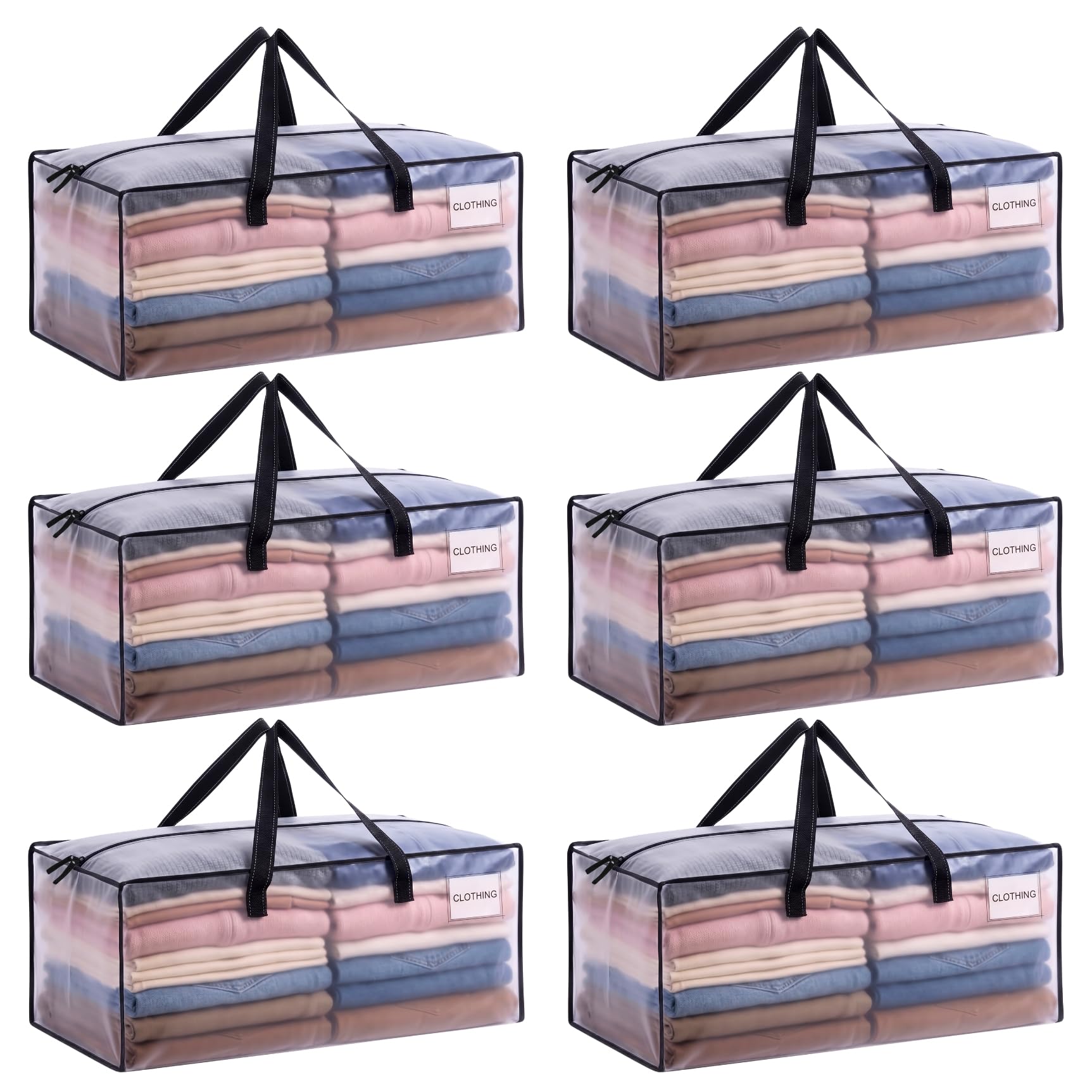 VENO Heavy Duty Moving Bags, Storage Bags, Easy Visibility, Clear, 6 Pack