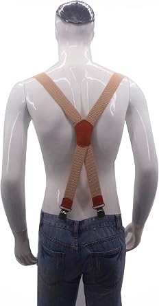 Suspenders for Men X Back Adjustable Heavy Duty Clip With 1.6 Inchs Wide Elastic Braces Snaps