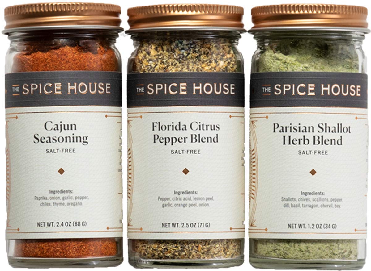 Spice House - No Salt Variety Set - 3 Count - ½ Cup Each - Sealed Display Jars - The Freshest Seasonings Including Cajun and Citrus Pepper - Perfect For The No Salt Cook