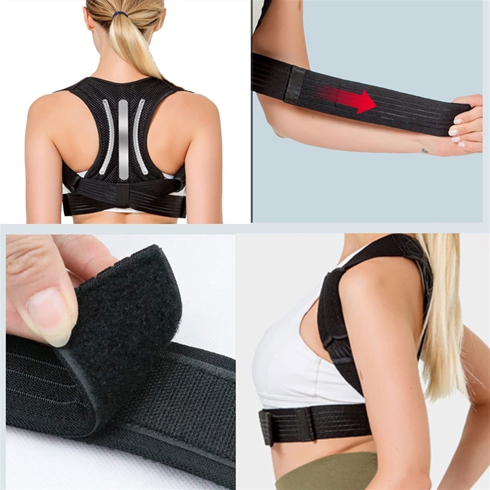 Postura de la Espalda para Hombres y Mujeres, Soporte para la Espalda Completa y cinturón de Soporte para el Cuello con Correas Ajustables, Soporte para la Columna Lumbar de la Espalda y los Hombros