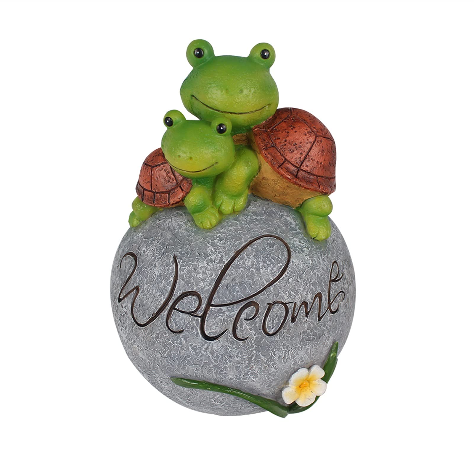 Sculture da giardino Statua da giardino da 5,5 pollici Tartarughe Ornamento Tartarughe di benvenuto su una roccia per esterni o interni Patio Yard Art Decor Ornamenti da giardino Regalo little