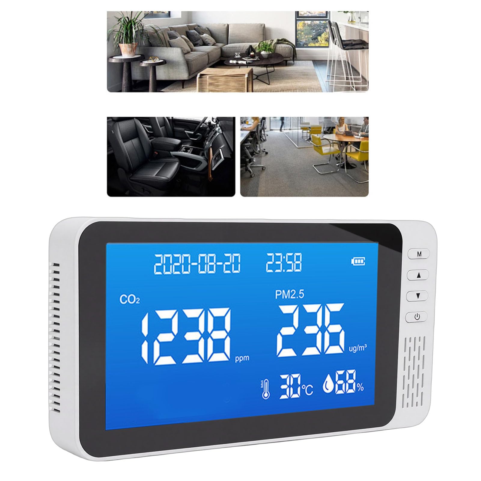 Misuratore della qualità 'aria 6 in 1, CO2 PM2,5, 210 X 107 Mm, Batteria 2000 MAh