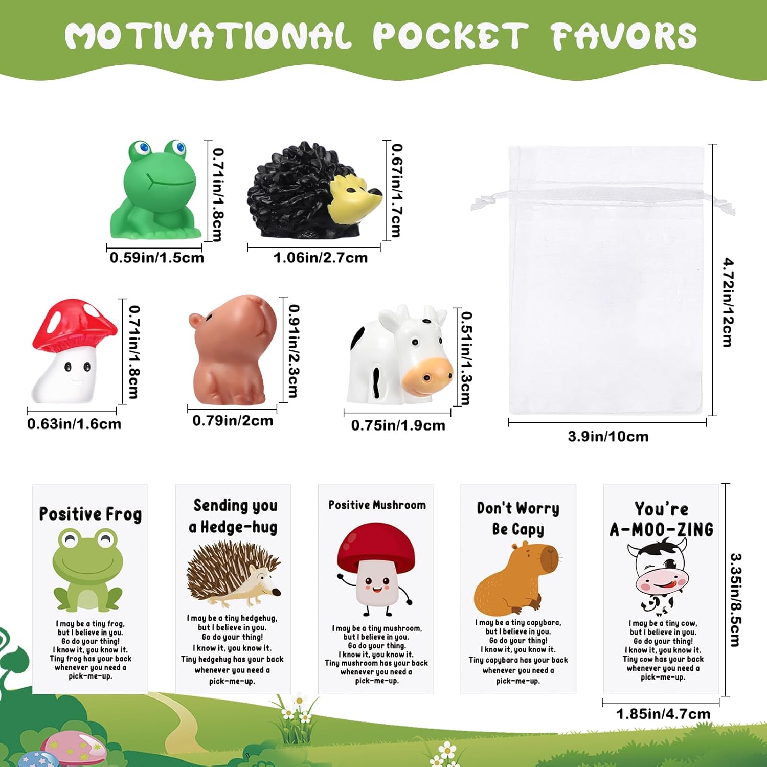 Fumete 200 Set Employee Appreciation Gift Bulk for Social Worker Volunteer Teacher Nurse Positive Resin Animal with Pun Motivation Note Card Inspirational Secretary Admin Assistant Thank You Gift