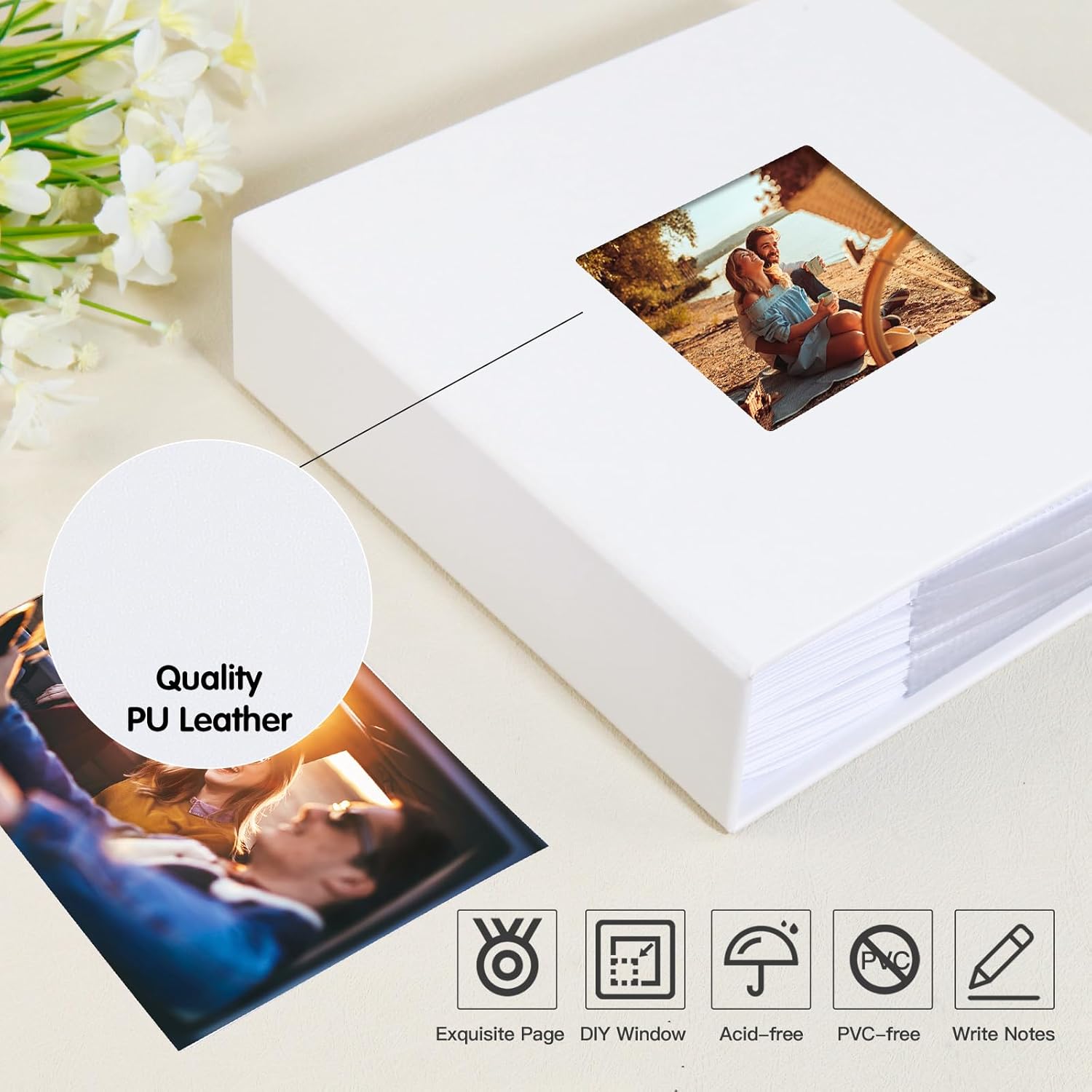 2Packs Leather Photo Album - 4x6, 240 Photos, Writing Space, Front Window, Perfect for Wedding, Kids, Travel, Family, Baby Pictures