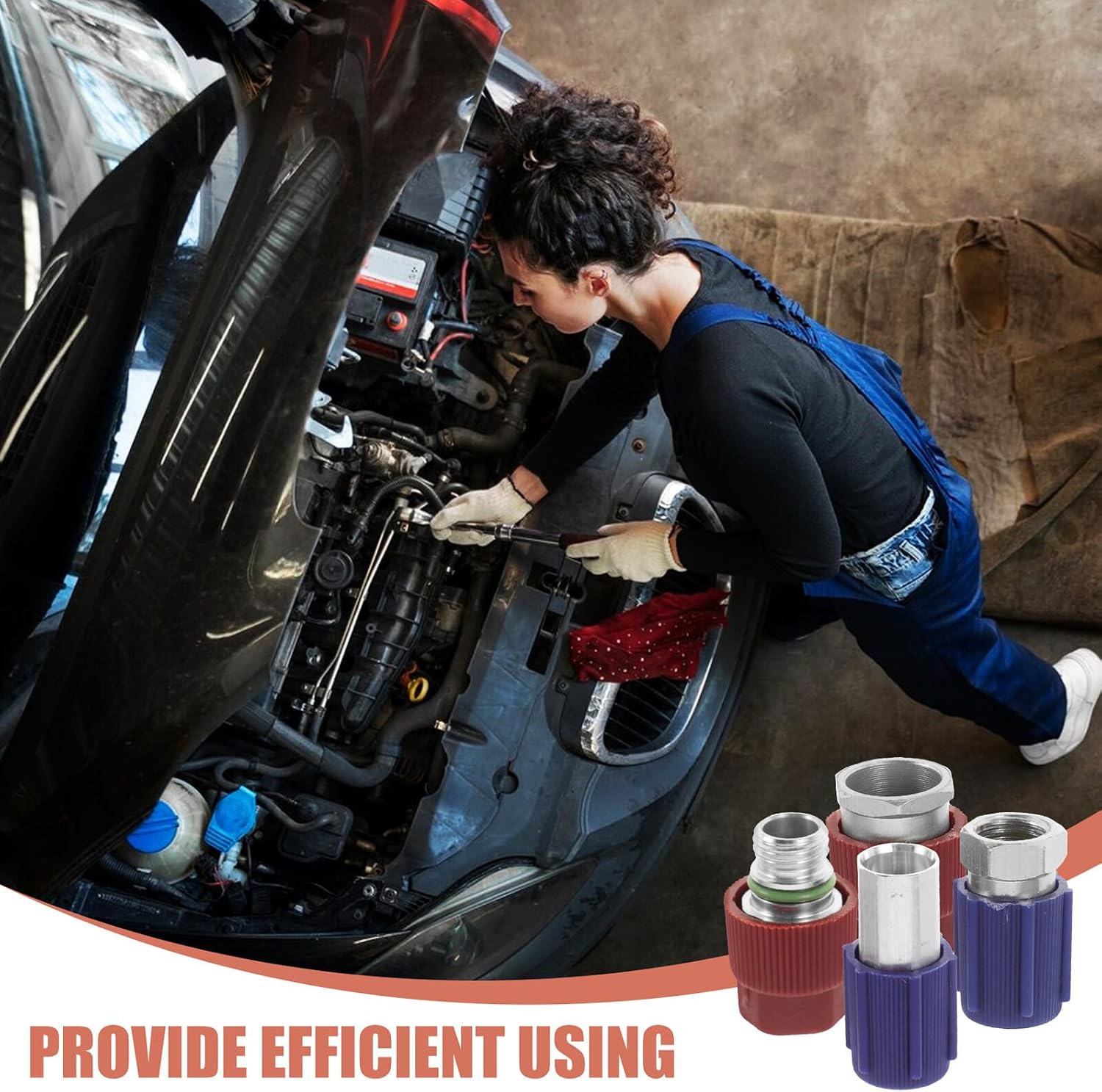 4pcs Conversion Adapter Kit for R502 to R134a High/Low Pressure SAE 1/4 Thread Quick Connect Fittings for Automotive Ac Recharge