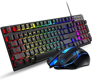 كيبورد وماوس ألعاب بإضاءة الفضاء اللوني ار جي بي – تصميم ميكانيكي احترافي بإحساس مريح ومفاتيح مضادة للتداخل من فوريف FV-Q3055