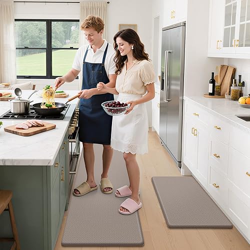 Miniatura 7 de StepLively Tapete de cocina, 2 piezas de alfombras de cocina, tapetes de cocina acolchados para piso, tapete antifatiga, juego de alfombras de