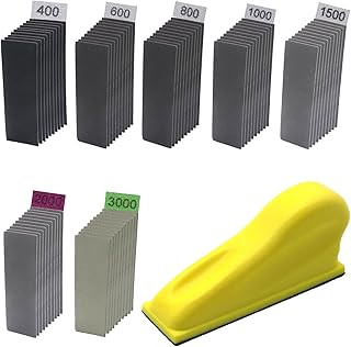 Micro Zip Detail Sander 70PCS Sandpaper-Grit 400 600 800 1000 1500 2000 3000, 3.5”x 1”Micro Sander Tool for Small Projects Wet Dry, Hook and Loop Detail Sander for Crafts and Woodworking