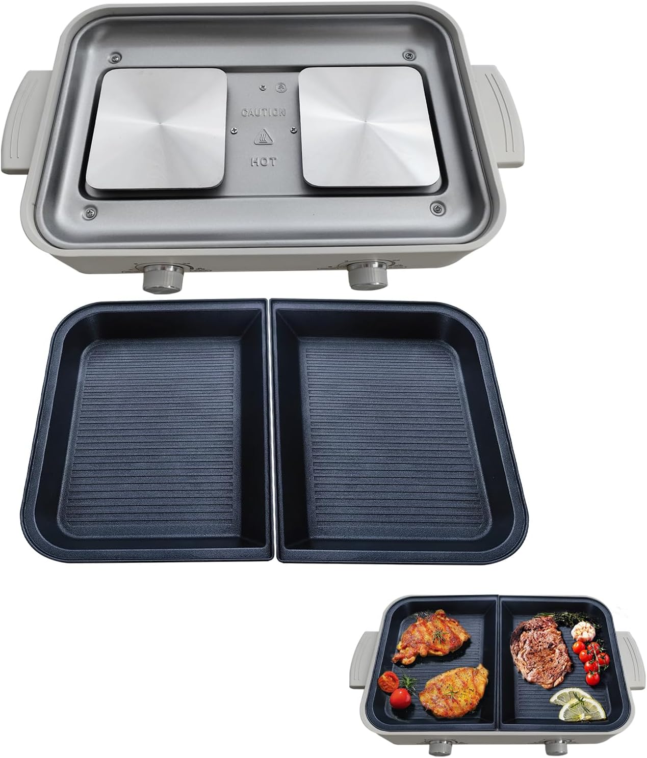 Olla Eléctrica Multifuncional ANQIA 4L, Antiadherente, Control Dual, 1300W, Blanca