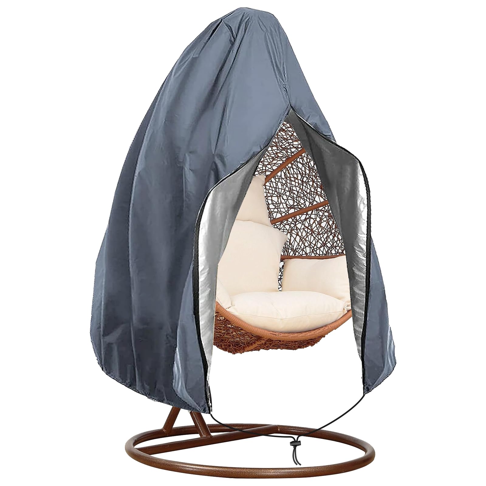 Emwel 190x115cm Hanging Chair Cover - Egg Swing Chair Cover, Outdoor Waterproof Windproof Durable Heavy Duty Garden Furniture Protector