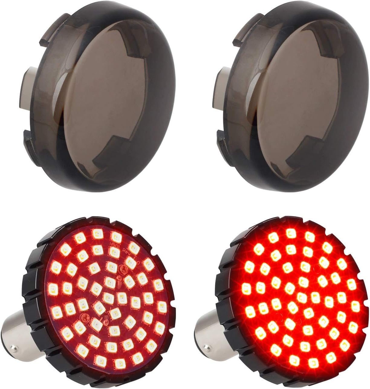 NTHREEAUTO 2" Bullet 1157 LED Turn Signal Light, Motorcycle Running Light, Switchback Front Bulbs Compatible with Harley Street Glide, Sportster, Road King