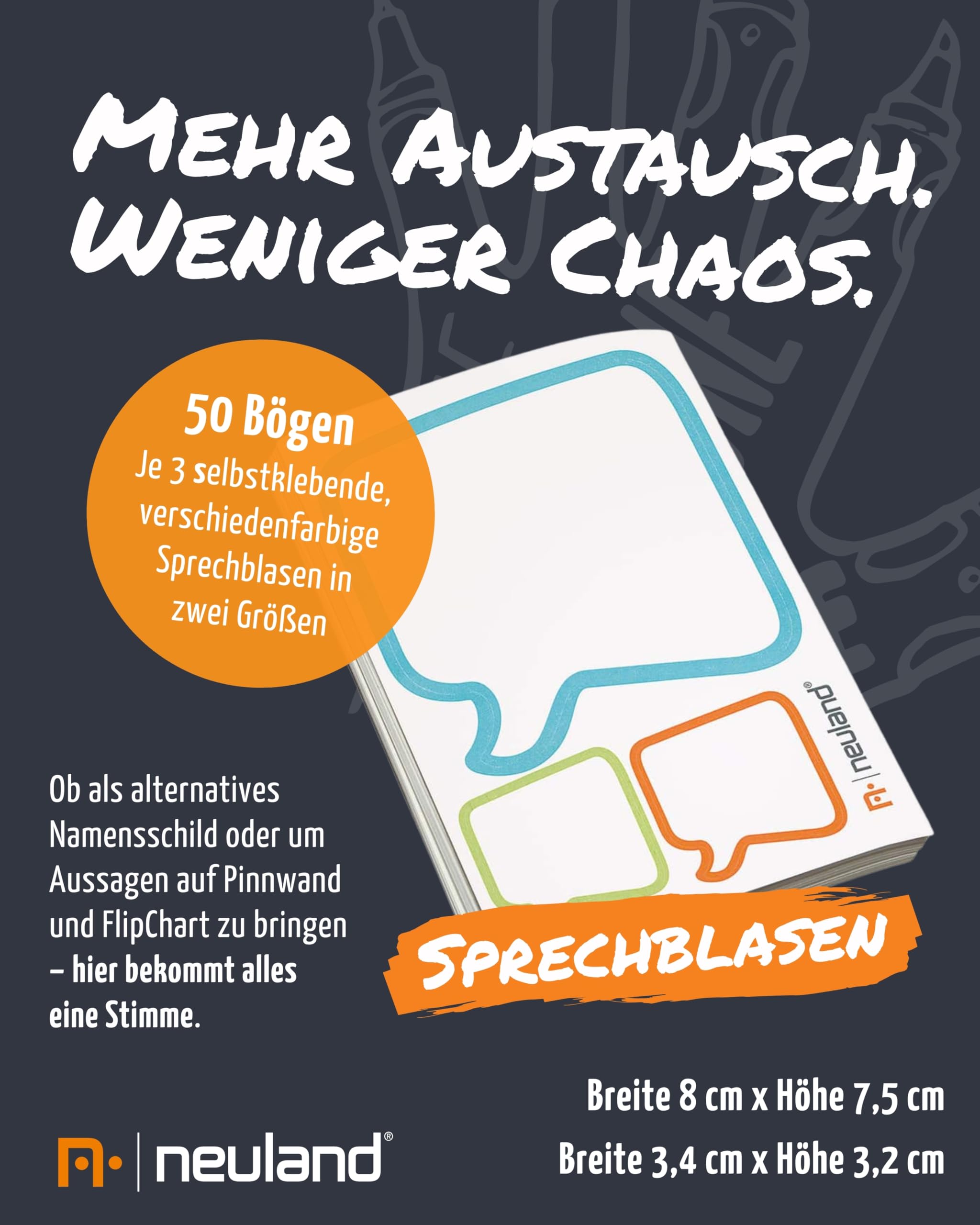 Neuland Stick & Bubble Set I Moderations- & Visualisierungsset für Workshops & Brainstorming I FineOne Outliner 1 mm schwarz, 300 Workshopkarten Bubble & 50 Sprechblasen
