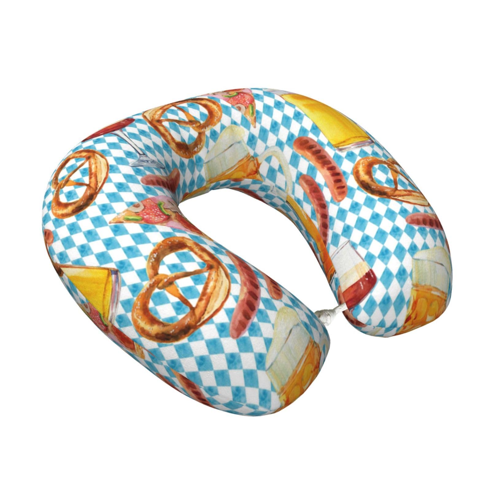 LKYMOH Sausage Bread Pizza Pattern, Travel Neck Pillow U-Shaped Memory Neck Support Soft Comfortable With Washable Cover For Airplane Car Traveling and Office