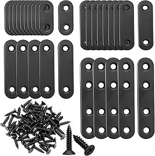 mankk 86PCS Black Straight Flat Metal Bracket Mending Plates Stainless Steel Flat Brace Brackets