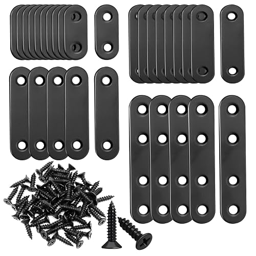 mankk 86PCS Stainless Steel Straight Flat Metal Bracket,Mending Plates | 36mm/46mm/56mm/76mm,Flat Brace Brackets Fixed Connecting Plate for Wood Repair Fixing