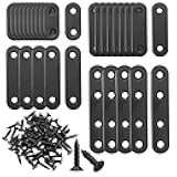 mankk 86PCS Black Straight Flat Metal Bracket Mending Plates Stainless Steel Flat Brace Brackets Fixed Connecting Plate for Wood Repair Fixing