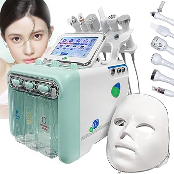 7 In 1 Hydrogen Oxygen Facial Beauty Machine, Small Bubble Face Care Machine with LED mask, For Skin Peeling Rejuvenation Lifting Tightening Deep Cleansing Beauty Device