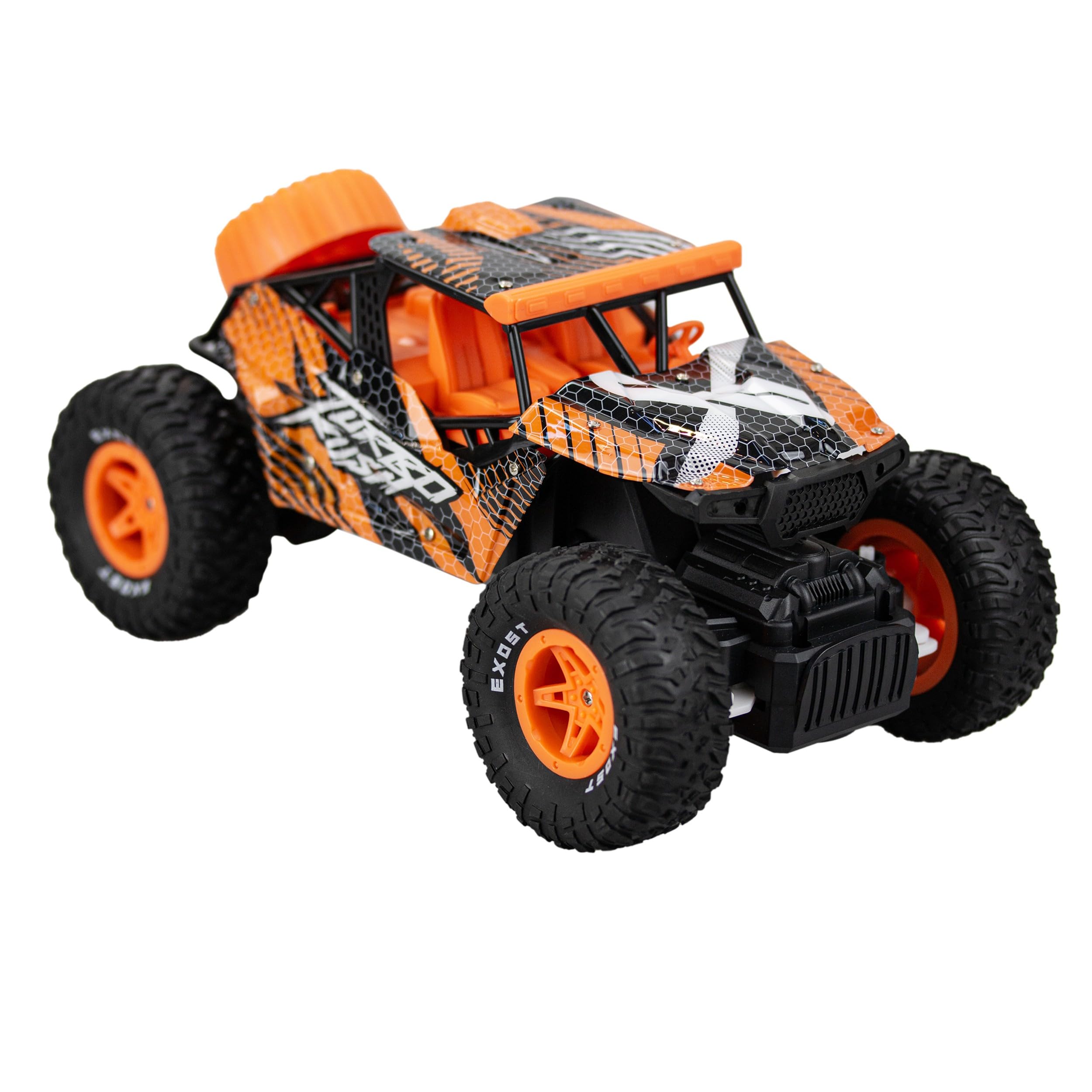 Exost Turbo Rush - Coche de control remoto de 2,4 GHz, función completa, carreras todoterreno, neumáticos duraderos, batería recargable, juguete para niños a partir de 5 años