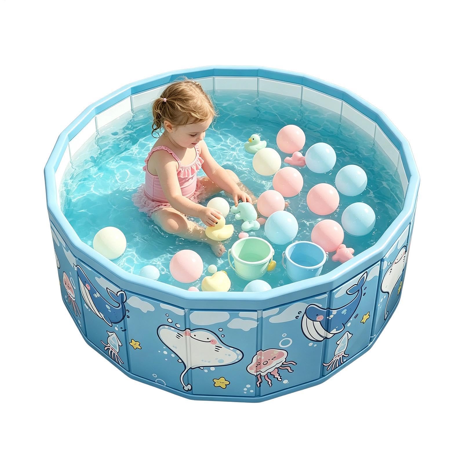 Kinderpools für den Garten Verdickt, Faltbar Und Nicht Aufblasbar | Kinderpool Für Sommerwasserspaß Für Outdoor Garten Camping Reise Party Sommer Erwachsene Hund