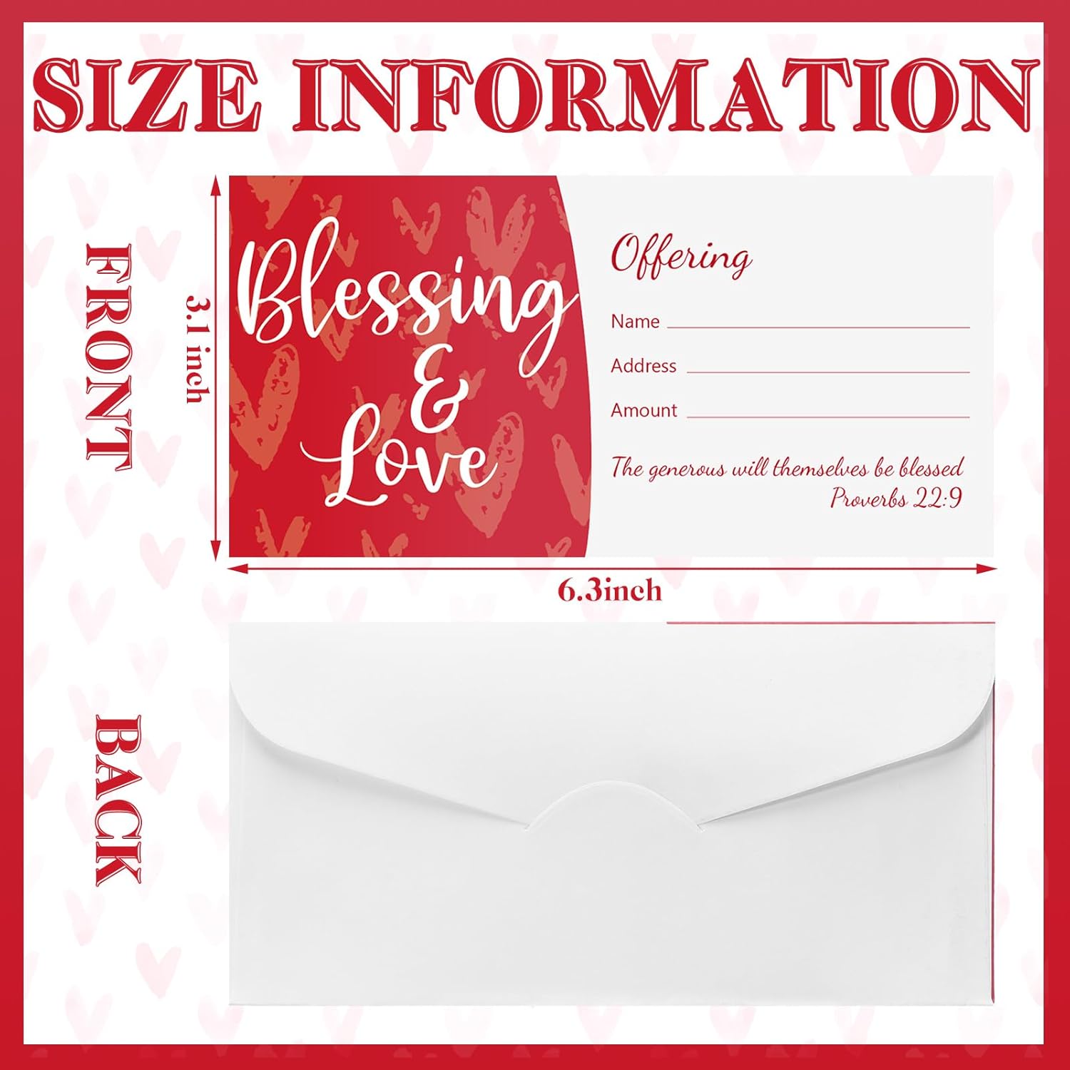 200 Pcs Church Offering Envelopes Tithe and Offering Envelopes for Church Blessings and Love Cash Envelope Bill Size for Tithes Checks and Donations