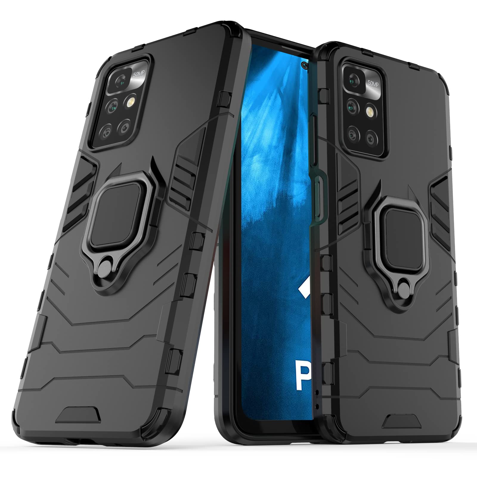 CEDO Rugged Redmi 10 Prime Defender Case | Rotating Ring Holder & Kickstand in-Built | Military Grade Armor | Bumper Back Cover (Black) (B09GKNJ672) Amazon Price History, Amazon Price Tracker
