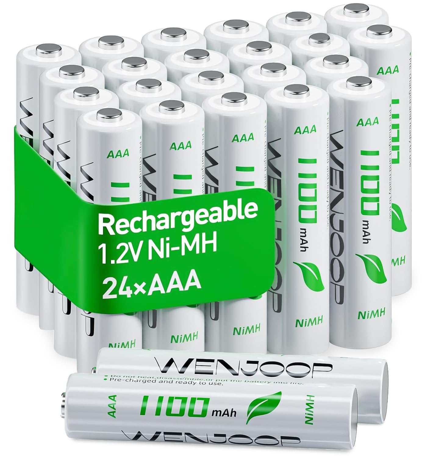 WENJOOP 24 Pack Rechargeable AAA Batteries, 1100mAh Ni-MH, Low