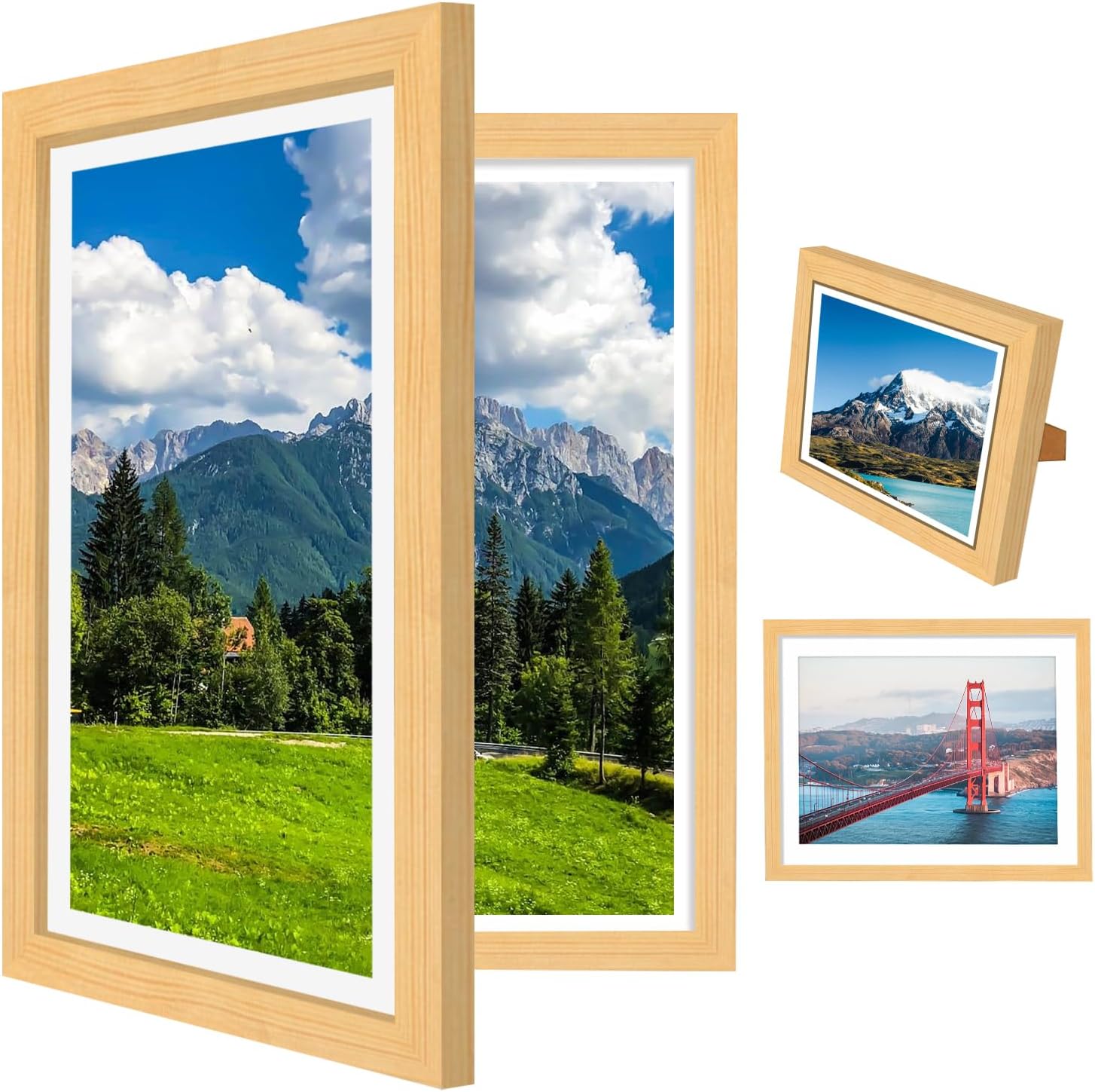 Kids Artwork Display Frame Front Opening A4 Kids Artwork Display Picture Frame for 50+ Pictures Wooden Storage Art Frame Gift for Children Drawing Crafting (Wood Color)