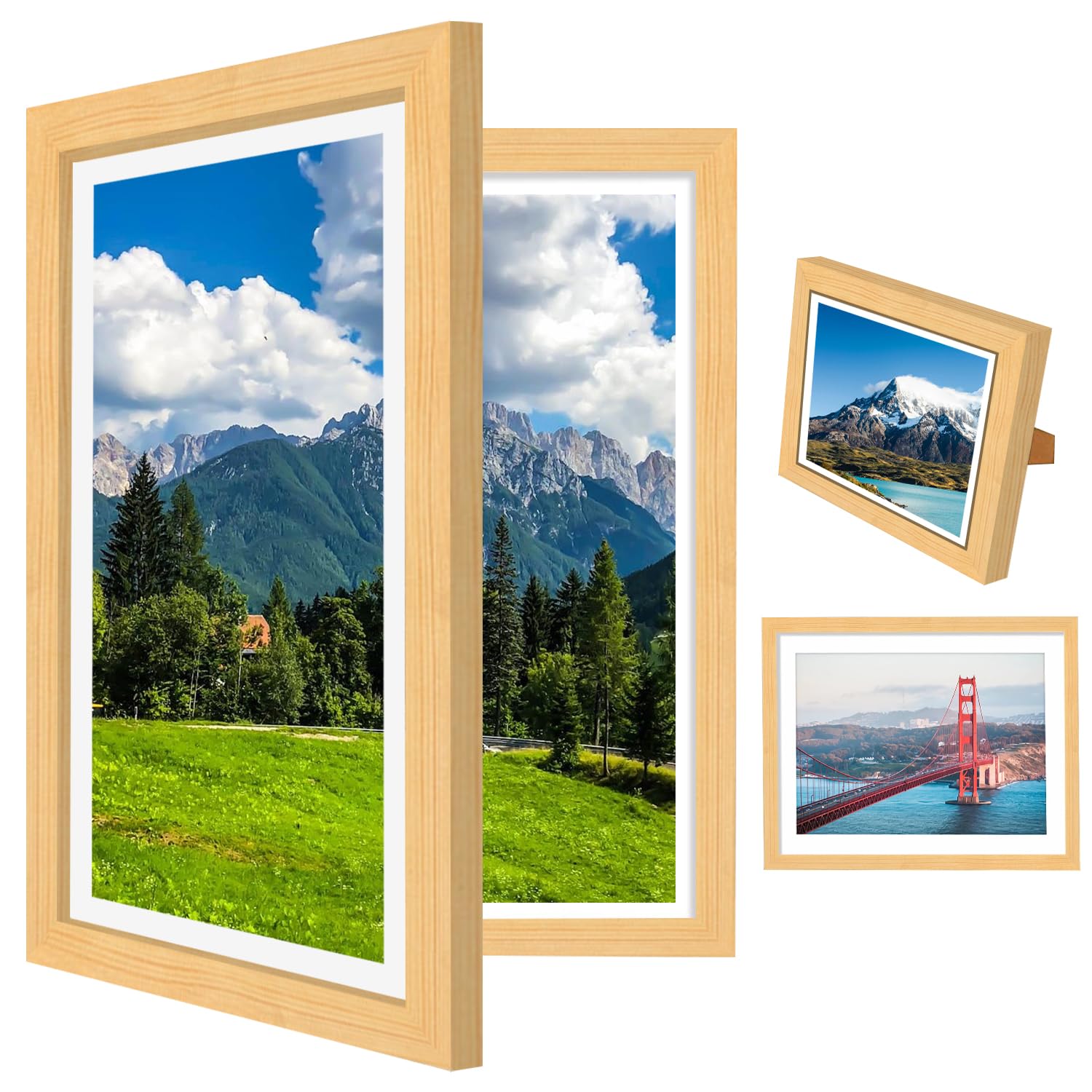 Kids Artwork Display Frame Front Opening A4 Kids Artwork Display Picture Frame for 50+ Pictures Wooden Storage Art Frame Gift for Children Drawing Crafting (Wood Color)