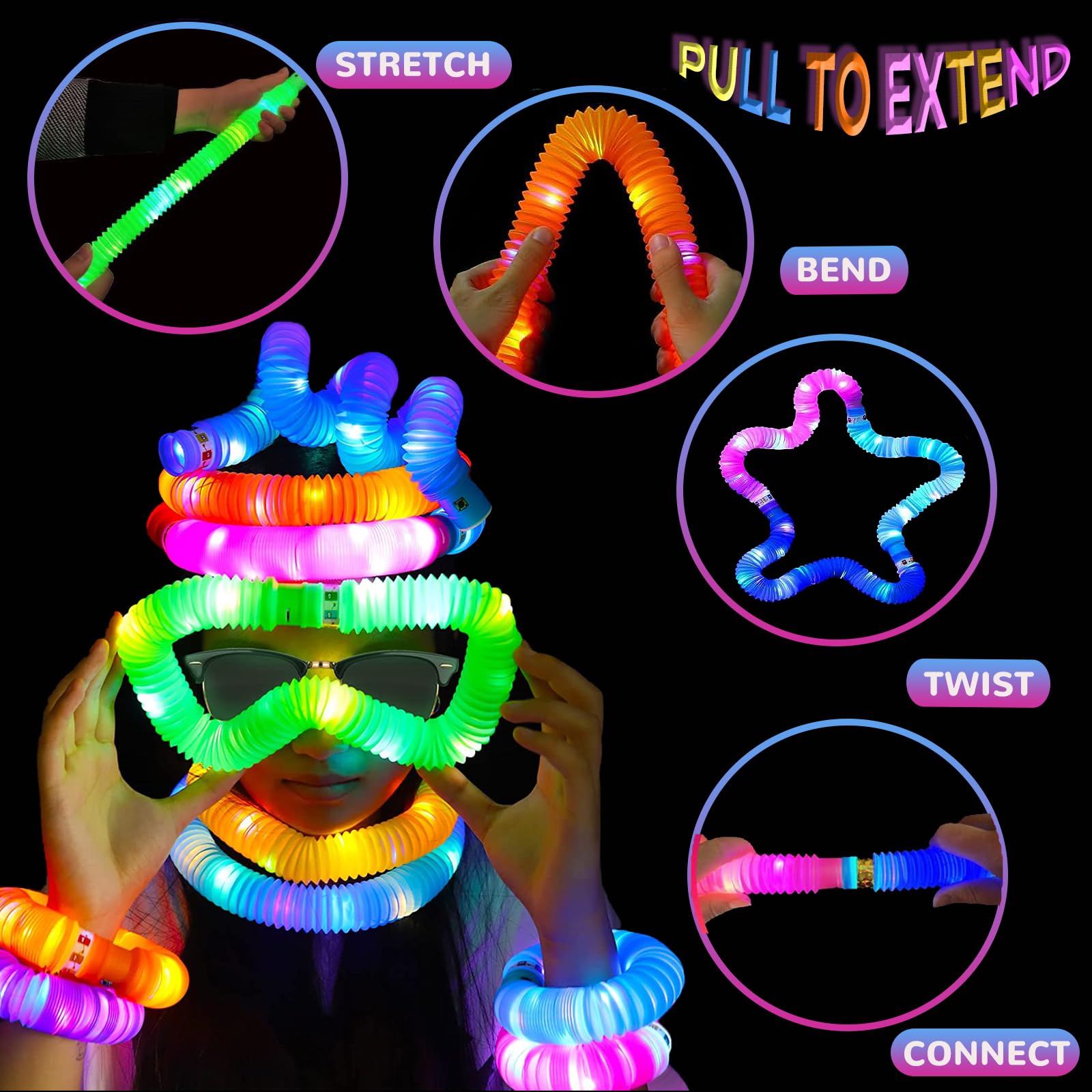 Withosent 330 stuks breeklichten partyset, neon lichtstaven met 150 aansluitingen, glow sticks