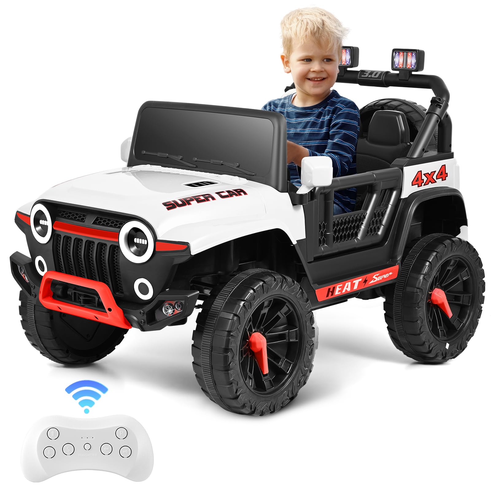 Vehículos eléctricos, coche eléctrico para niños, coche eléctrico infantil de 24V con mando a distancia, 2 motores de 150W, capacidad máxima de carga: 50 kg (blanco)