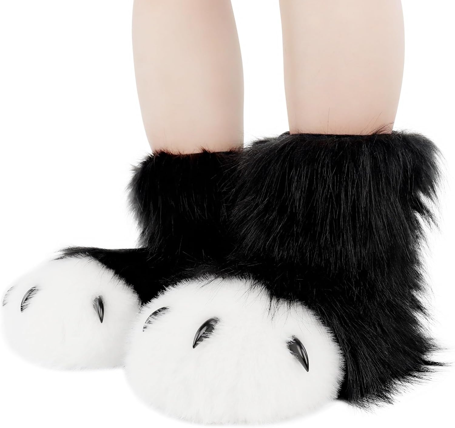 HAOAN Furry Animal Paw Slippers Fuzzy Boots Cat Fox Wolf Bear Claw Shoes Halloween Cosplay Costume Accessories - Image 3