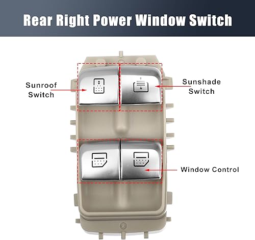 Miniatura 3 de X AUTOHAUX Interruptor de elevalunas eléctrico trasero derecho A2229051505 A2229059808 para Mercedes E200 E200d E250 E300 E350d E350e E400 E43 W213