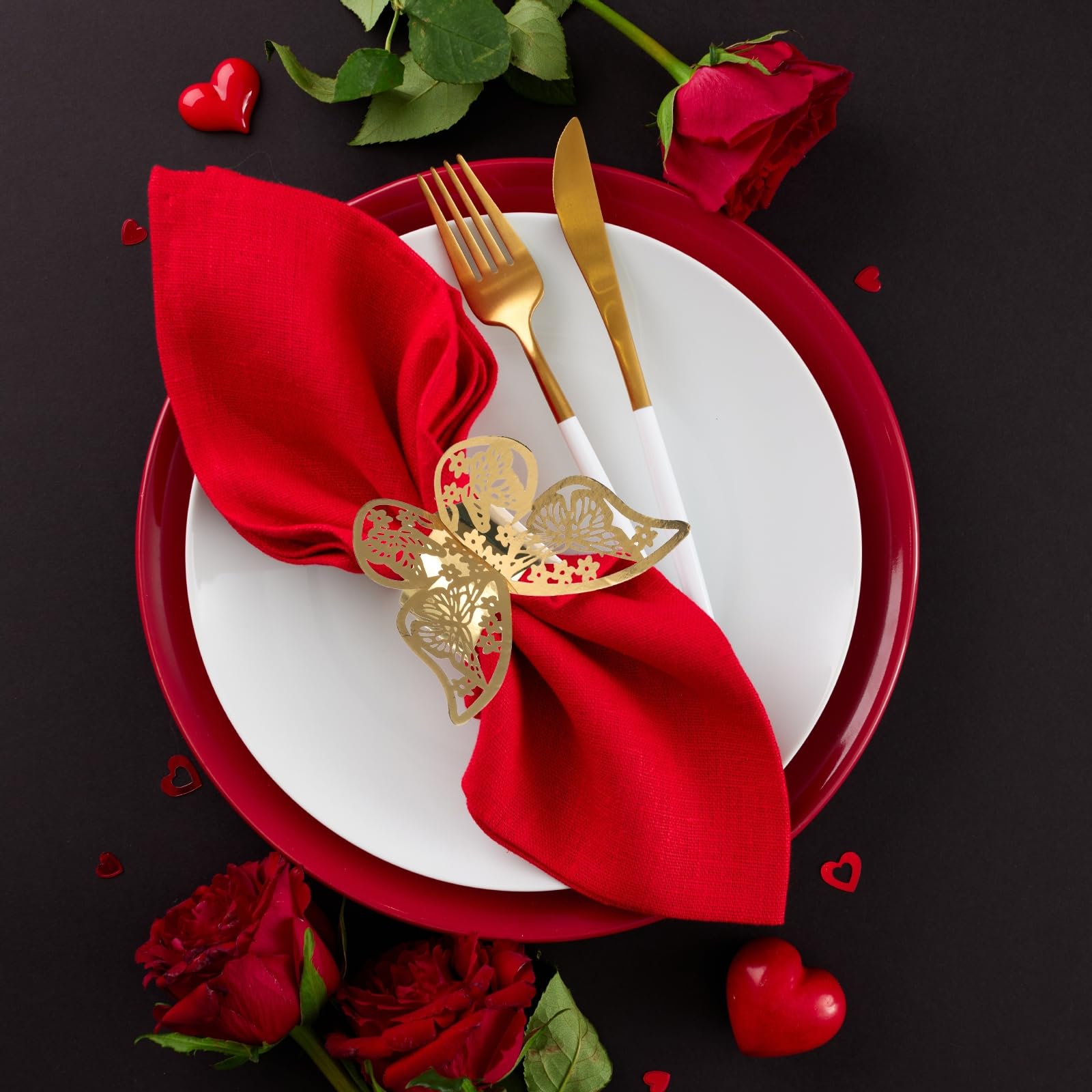 100 Portatovaglioli 3D A Forma Di Farfalla In Carta Smerigliata - Oro, Rosa, Oro Rosa, Argento - Misura 22x6 Cm, Per Matrimoni, Feste, Compleanni E Banchetti - 3