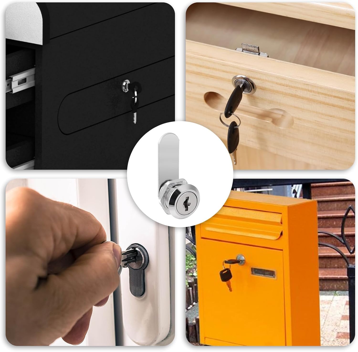 Serratura Per Cassetta Lettere E Armadi - Con 4 Chiavi E 4 Piastre, Universale - Foto 6