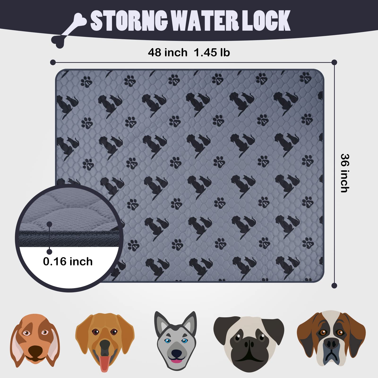 Alfombra Perro, Empapador Reutilizable, Almohadillas Lavables para Orina para Perros, Antideslizantes, Suministros para Mascotas, Extra