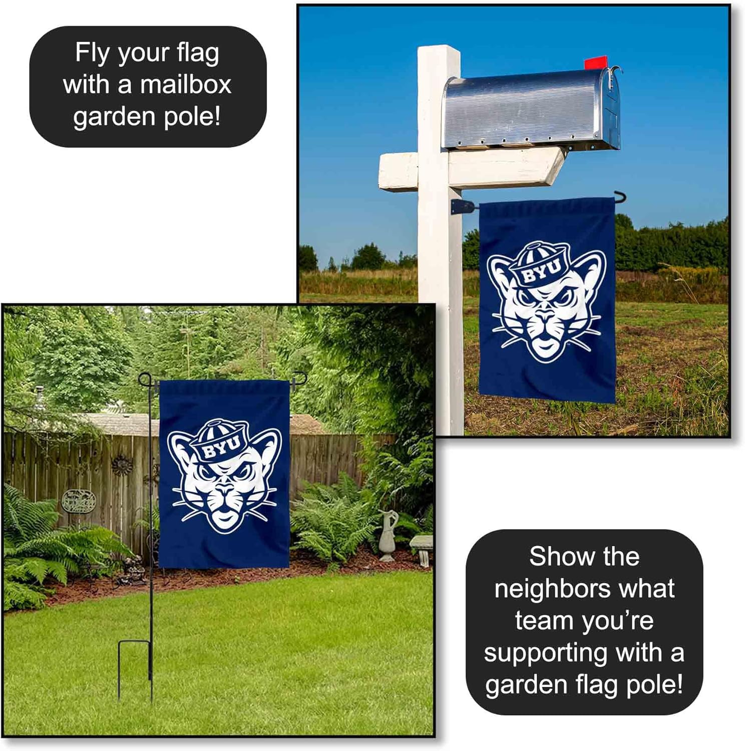 Brigham Young Cougars Vintage Garden Flag and Yard Banner - Image 4